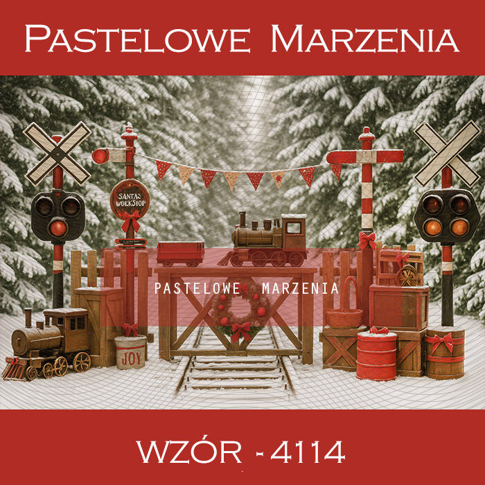 Tło fotograficzne na Boże Narodzenie z pociągiem t_4114