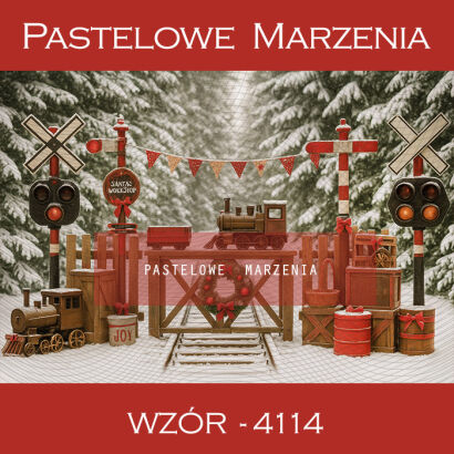 Tło fotograficzne na Boże Narodzenie z pociągiem t_4114