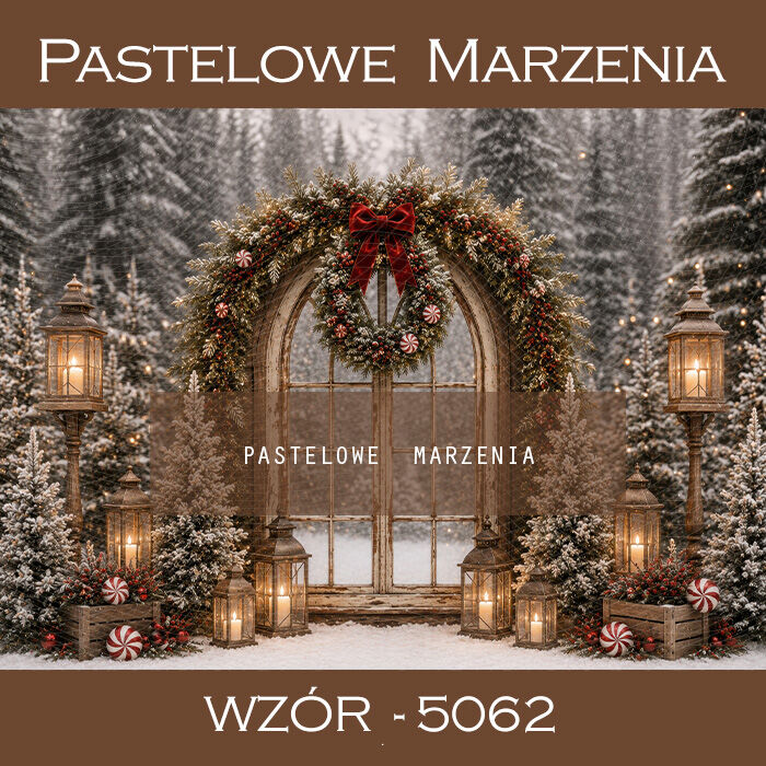 Christmas photographic background with a gate t_5062