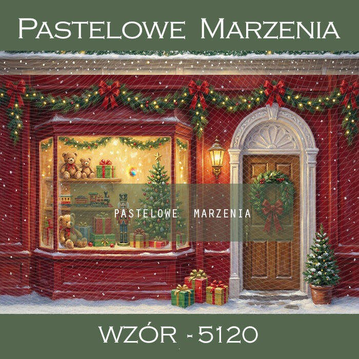 Christmas photographic background with a little shop t_5120