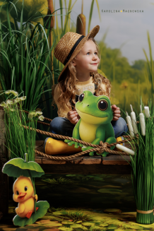 Spring photographic background with a frog t_4616 - 11