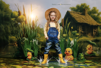 Spring photographic background with a frog t_4616 - 3