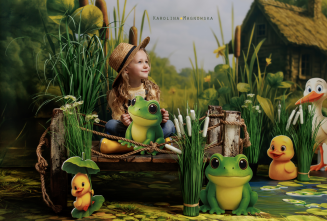 Spring photographic background with a frog t_4616 - 6