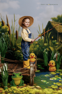 Spring photographic background with a frog t_4616 - 8