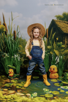 Spring photographic background with a frog t_4616 - 10