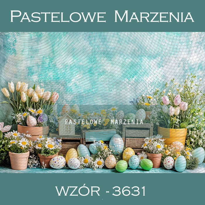 Photographic Easter backdrop with Easter eggs t_3631