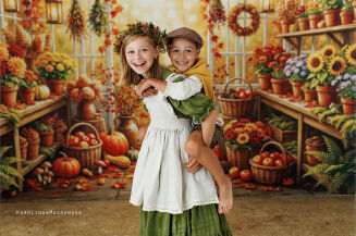 Tło fotograficzne jesienne ze szklarnią t_4911 - 5