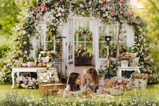 Spring photographic background with greenhouse t_4690 - 3