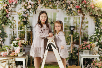 Spring photographic background with greenhouse t_4690 - 4