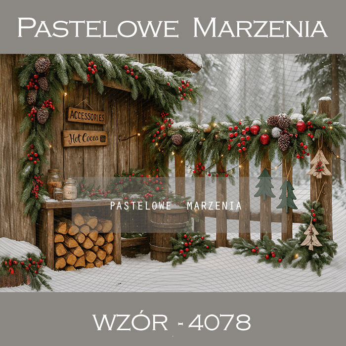 Photographic backdrop for Christmas with fence t_4078
