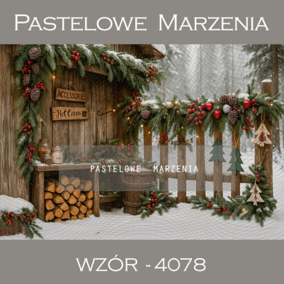 Tło fotograficzne na Boże Narodzenie z płotkiem t_4078