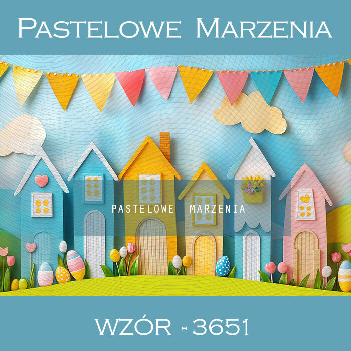 Photographic Easter backdrop with cottages t_3651