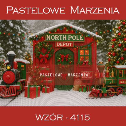 Tło fotograficzne na Boże Narodzenie z pociągiem t_4115
