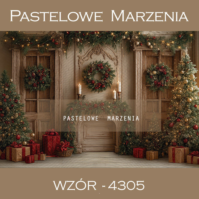 Tło fotograficzne na Boże Narodzenie z choinkami t_4305