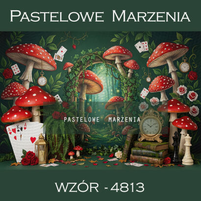 Tło fotograficzne urodzinowe z grzybami t_4813