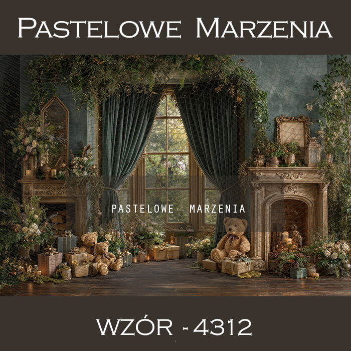 Tło fotograficzne na Boże Narodzenie ukazujące wnętrze t_4312