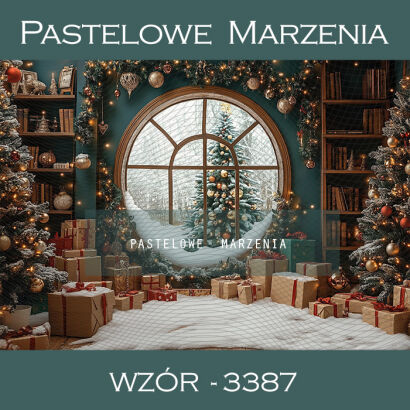 Photographic backdrop for Christmas with window t_3387