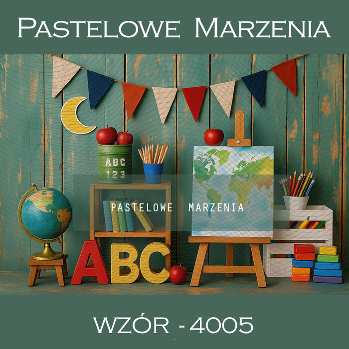 Photographic school backdrop with blackboard and letters t_4005