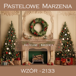Photographic backdrop for Christmas with beige fireplace t_2133