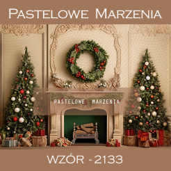 Photographic backdrop for Christmas with beige fireplace t_2133
