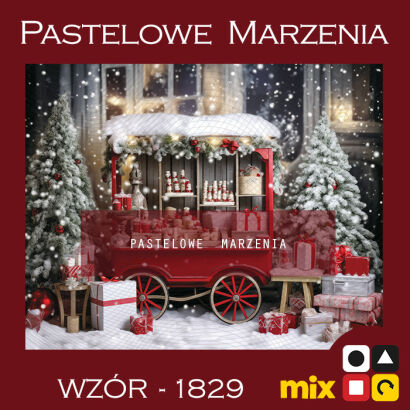 Photographic backdrop for Christmas with Christmas trees and gifts t_1829