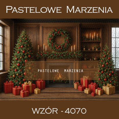 Tło fotograficzne na Boże Narodzenie z kominkiem t_4070