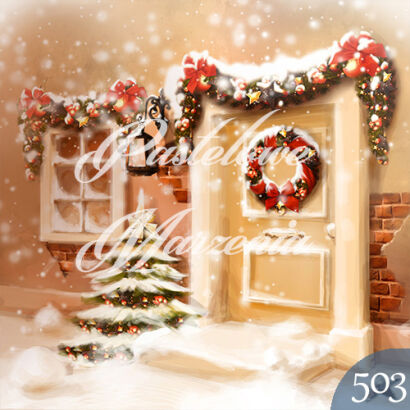 Photographic backdrop for Christmas with beige doors t_503