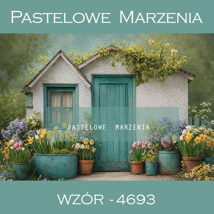 Spring photographic background with a house t_4693