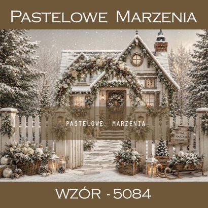 Christmas photographic backdrop with a house t_5084