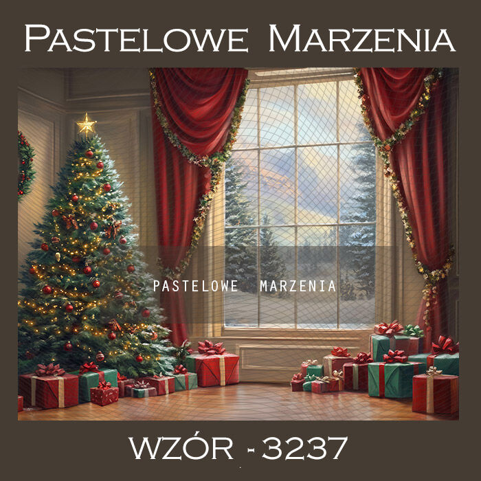 Photographic backdrop for Christmas with window and gifts t_3237