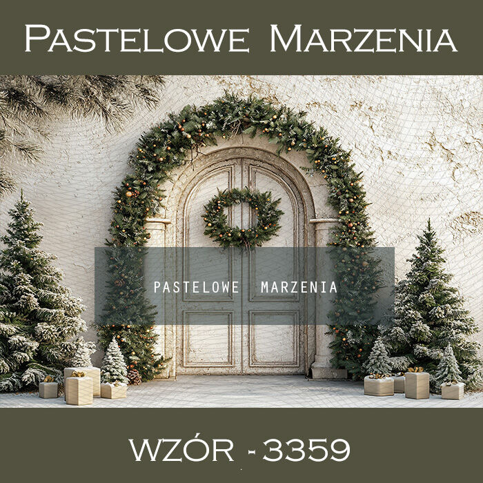 Photographic backdrop for Christmas with Christmas trees and doors t_3359