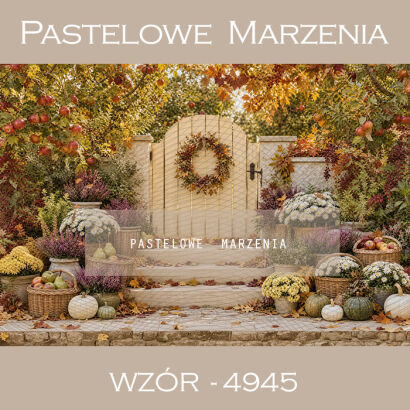 Autumn photographic background with a gate t_4945
