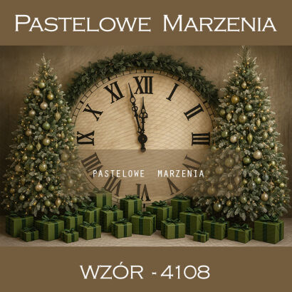 Photographic backdrop for Christmas with clock t_4108