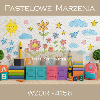 Tło fotograficzne przedszkolne z szafkami t_4156