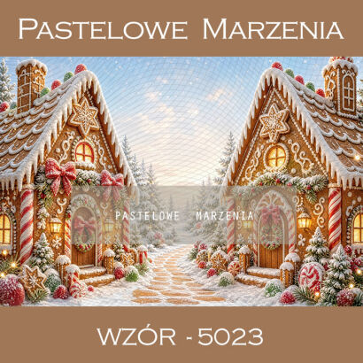 Christmas photographic backdrop with gingerbread street t_5023