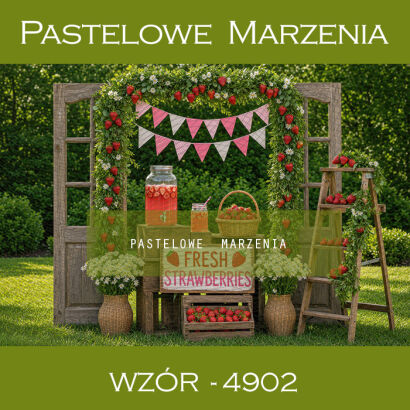 Tło fotograficzne letnie z truskawkami t_4902