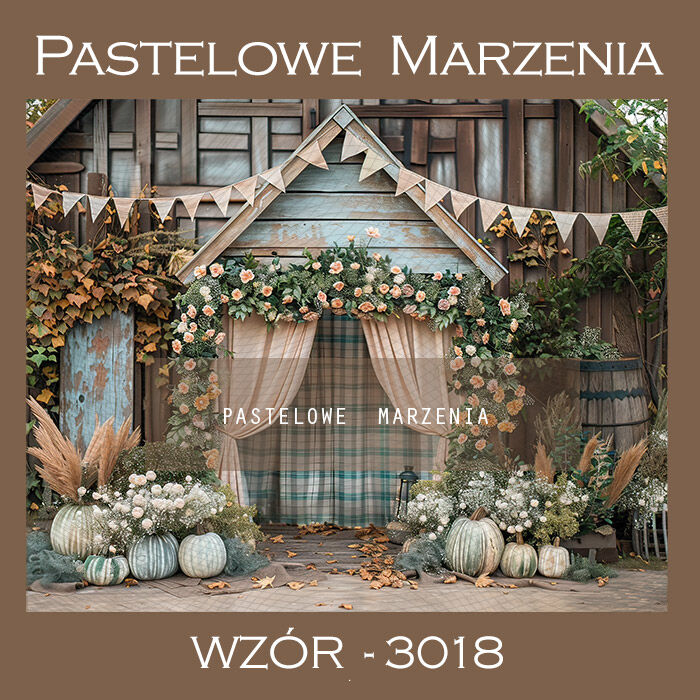 Photographic autumn backdrop with cottage t_3018