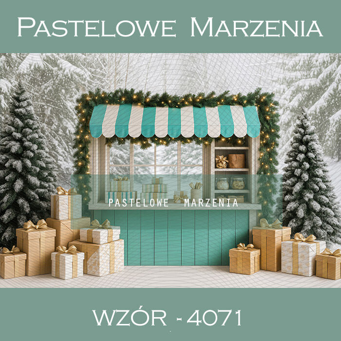 Photographic backdrop for Christmas with a stall t_4071
