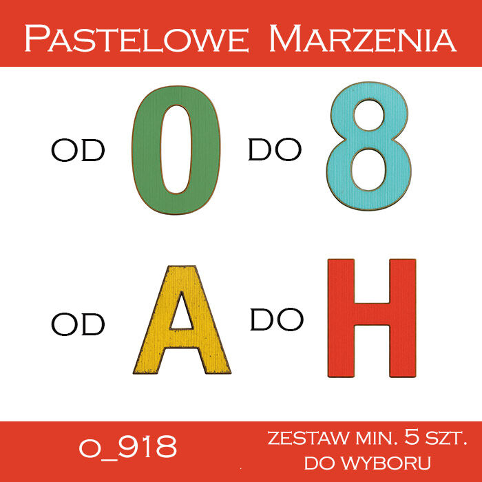 Dodatki Cyfry i Litery - komplet minimum 5 sztuk