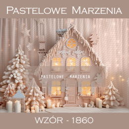 Photographic backdrop for Christmas with a beige house t_1860