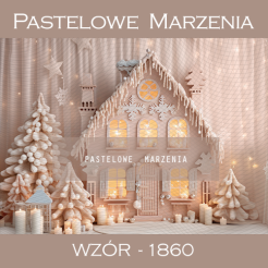 Photographic backdrop for Christmas with a beige house t_1860