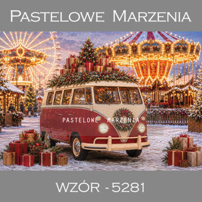 Tło fotograficzne na Boże Narodzenie z samochodem t_5281