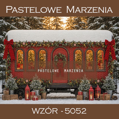 Christmas photographic background with a house t_5052