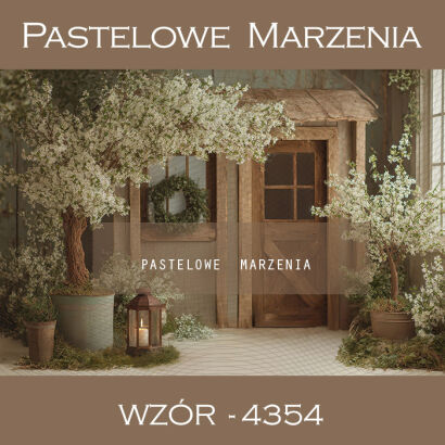 Tło fotograficzne wiosenne z domkiem t_4354