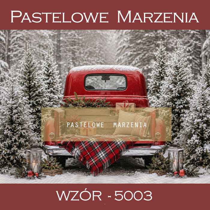 Christmas photographic backdrop with car t_5003
