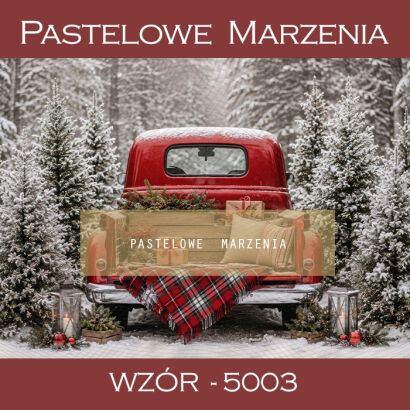 Christmas photographic backdrop with car t_5003