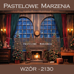 Photographic backdrop for Christmas with windows and fireplace t_2130
