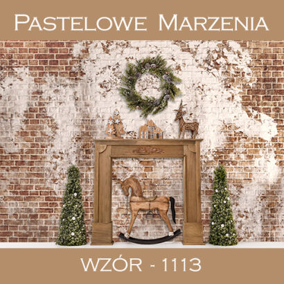 Photographic backdrop for Christmas with brown fireplace t_1113