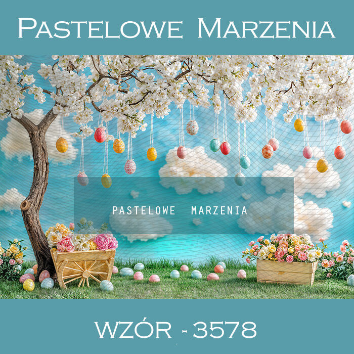 Photographic Easter backdrop with Easter eggs t_3578