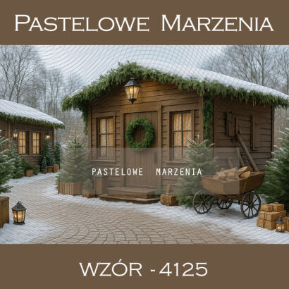 Photographic backdrop for Christmas with cottage t_4125